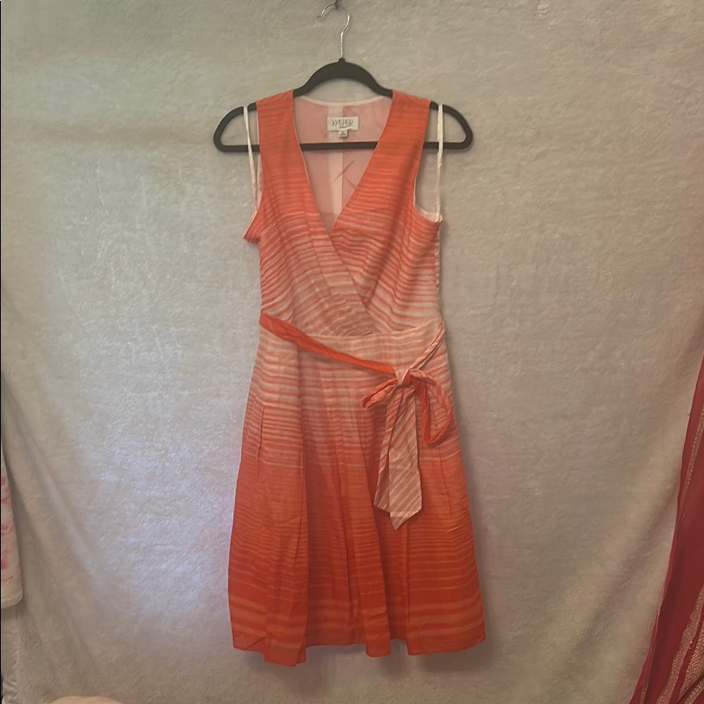 Kasper Ruffled Tiered Peachy Salmon Midi Sundress